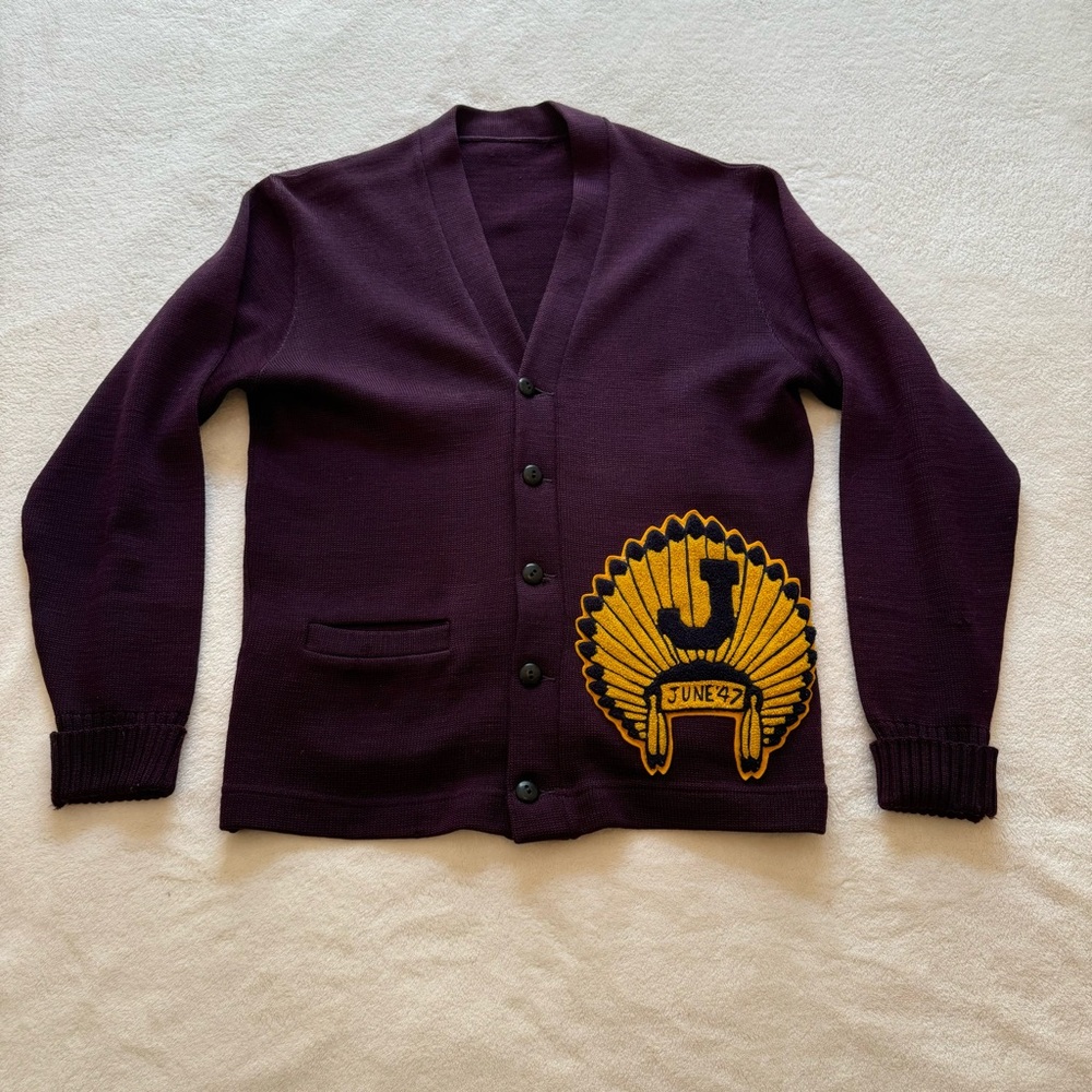 Vintage 1947 Wool Letterman Cardigan
